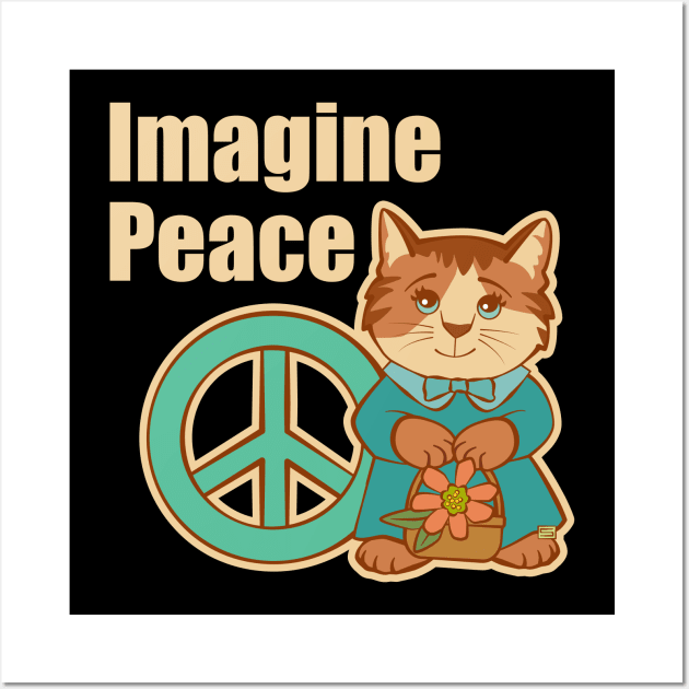 Imagine Peace Cat Wall Art by Sue Cervenka